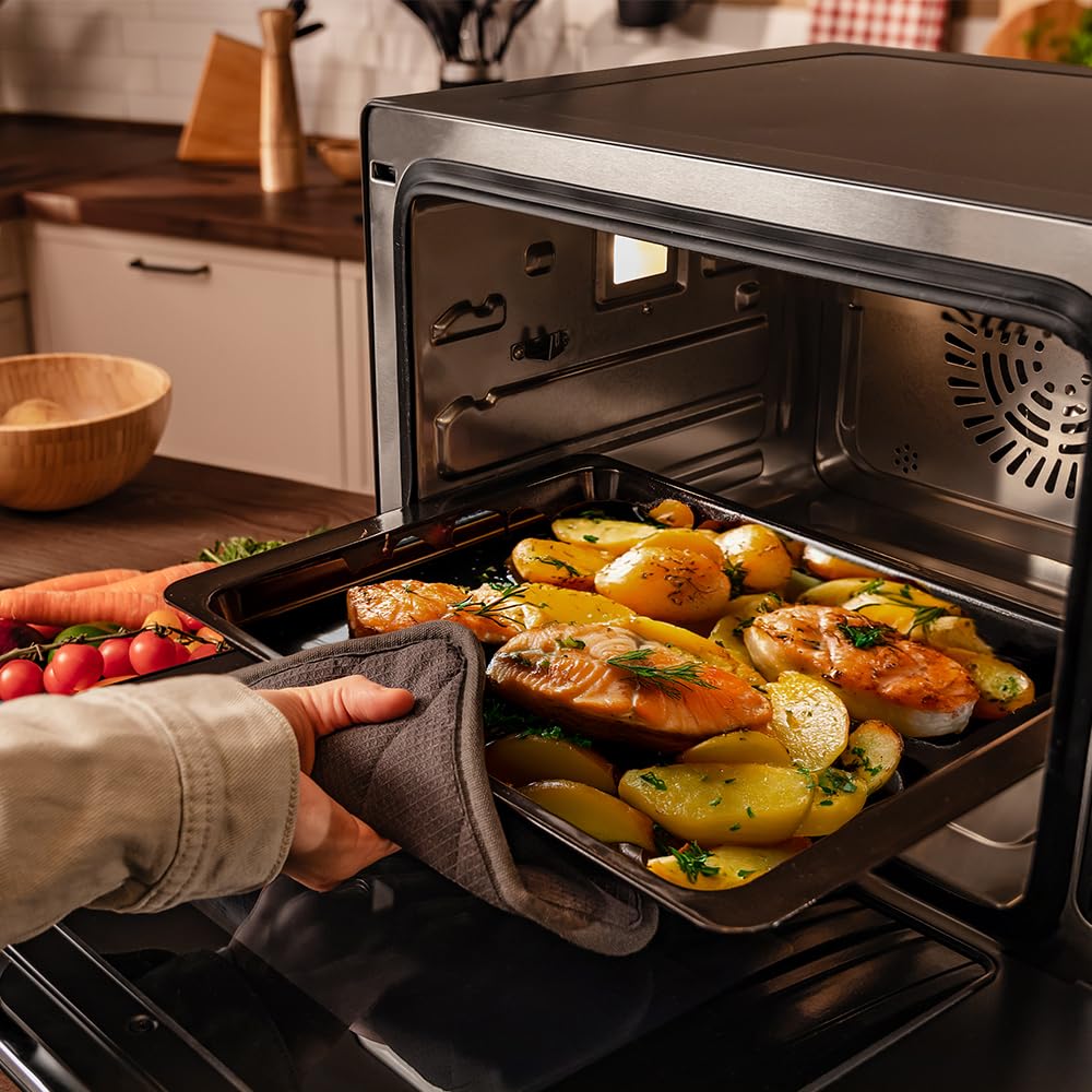 Cecotec Horno Eléctrico de Sobremesa de Vapor de 40L Bake&Steam 4000 Combi Gyro Advance. 2400W, Vapor, Convección y Freidora de Aire, 8 Funciones, Función de Autolimpieza, Rustidor y Depósito 1,4L