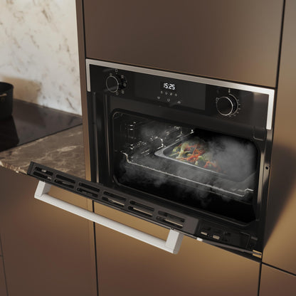 Cecotec Horno Integrable 45cm Alto Multifunción Bolero Hexa M224500 Edge A. 2600W, 53L Capacidad, 7 Funciones, Grill, Fan Assisted Grill, Convección, Defrost, Steam Base X2, Steam EasyClean, Vapor