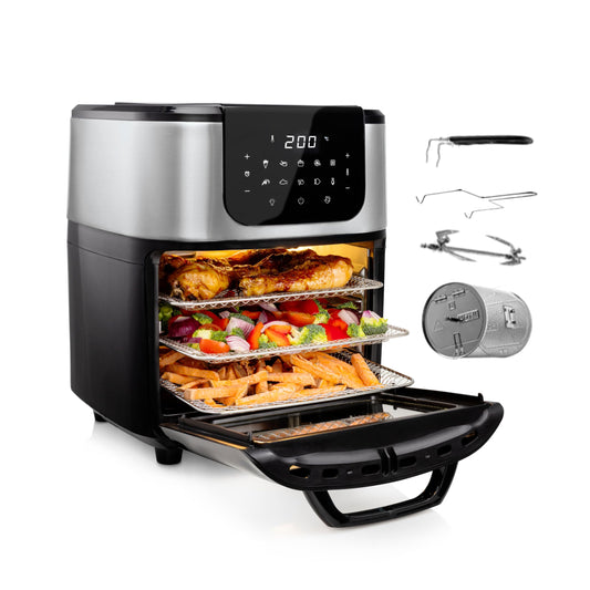 Princess Freidora de Aire y Horno Eléctrico 11 L – 1800W, 10 Programas, Pantalla Digital Táctil, Multifunción con Accesorios Incluidos