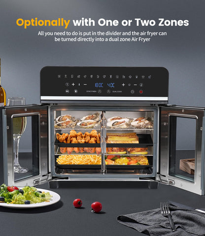 Freidora de Aire y Horno Eléctrico Emphsism XXL – 23 L, 2600W, Doble Compartimento, Pantalla LED Táctil, 15 Programas + 11 Accesorios